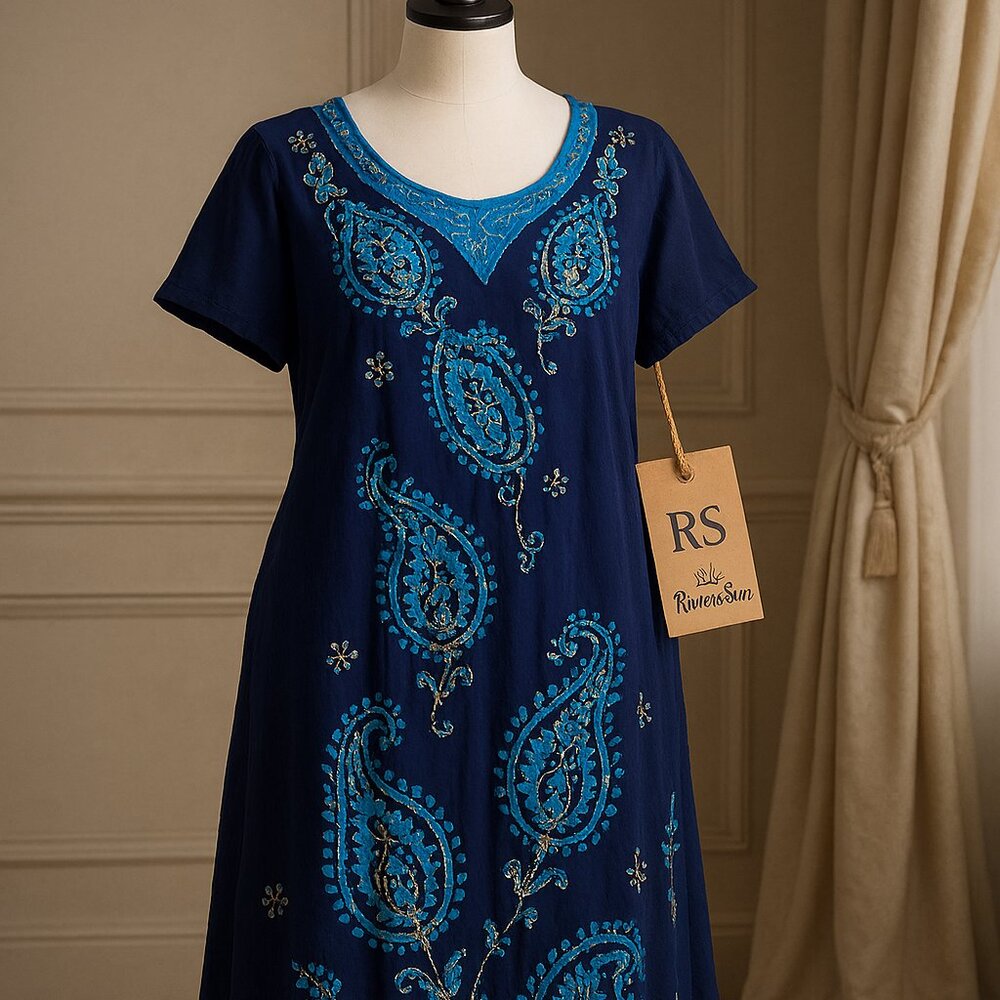 Riviera Sun Embroidered Boho Dress – Size 3X